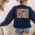 Twinning With My Teacher Bestie Twin Day Matching For Men Women Kids Women's Sweatshirt Back Print Navy