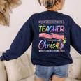 Never Underestimate A Teacher Does All Things Through Christ For Men Women Women's Sweatshirt Back Print Navy Never Underestimate A Teacher Does All Things Through Christ For Men Women Women's Sweatshirt Back Print Navy