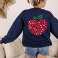 Valentines Day Teacher Hearts Apple Love Teach Women Men Women's Sweatshirt Back Print Navy Valentines Day Teacher Hearts Apple Love Teach Women Men Women's Sweatshirt Back Print Navy