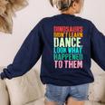 Vintage Dinosaurs Didn't Learn Dance Dance Teacher Women's Sweatshirt Back Print Navy Vintage Dinosaurs Didn't Learn Dance Dance Teacher Women's Sweatshirt Back Print Navy