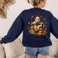 Vintage Ghost Book Reading Pumpkin Gothic Halloween Teachers Men Women Kids Women's Sweatshirt Back Print Navy Vintage Ghost Book Reading Pumpkin Gothic Halloween Teachers Men Women Kids Women's Sweatshirt Back Print Navy