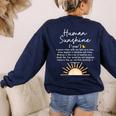 Vintage Human Sunshine Definition Teachers Mom Boss Women Women's Sweatshirt Back Print Navy