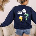 Wait What English Teacher Grammar Police Grammarian Women's Sweatshirt Back Print Navy