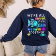 We'Re All Different But We Swim Together Elementary Teacher Women's Sweatshirt Back Print Navy We'Re All Different But We Swim Together Elementary Teacher Women's Sweatshirt Back Print Navy