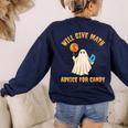 Will Give Math Advice For Candy Math Ghost Teacher Halloween Women's Sweatshirt Back Print Navy