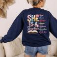 Women Bible Verse Christian Teacher God Says Back To School Women's Sweatshirt Back Print Navy Women Bible Verse Christian Teacher God Says Back To School Women's Sweatshirt Back Print Navy