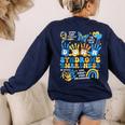 World Down Syndrome Day Awareness T21 Teacher Women Men Kids Women's Sweatshirt Back Print Navy