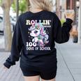 100 Days Of School Girls Teacher 100th Day Unicorn Outfit Women's Sweatshirt Back Print Black 100 Days Of School Girls Teacher 100th Day Unicorn Outfit Women's Sweatshirt Back Print Black