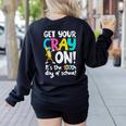 100th Day Of School Get Your Cray On Teacher Women's Sweatshirt Back Print Black 100th Day Of School Get Your Cray On Teacher Women's Sweatshirt Back Print Black