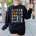 ABC Animals Alphabet Graphic Boys Girls Kindergarten Teacher Women's Sweatshirt Back Print Black ABC Animals Alphabet Graphic Boys Girls Kindergarten Teacher Women's Sweatshirt Back Print Black