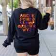 ABCs Learning Kindergarten Teacher Halloween Alphabet Women's Sweatshirt Back Print Black ABCs Learning Kindergarten Teacher Halloween Alphabet Women's Sweatshirt Back Print Black