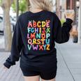 Alphabet A-Z ABC Kids Back To School Pre K Teachers Women's Sweatshirt Back Print Black Alphabet A-Z ABC Kids Back To School Pre K Teachers Women's Sweatshirt Back Print Black
