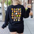 Alphabet Turkey Thanksgiving Costume Preschool Teacher Men Women Women's Sweatshirt Back Print Black