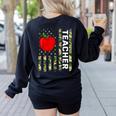American Flag Camouflage Teacher Patriotic 4th Of July Women's Sweatshirt Back Print Black
