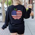 American Flag Teachers Students Apple 4th Of July Vintage Women's Sweatshirt Back Print Black American Flag Teachers Students Apple 4th Of July Vintage Women's Sweatshirt Back Print Black