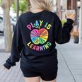 Apple Retro Play Is Learning Kindergarten Teacher Daycare Women's Sweatshirt Back Print Black Apple Retro Play Is Learning Kindergarten Teacher Daycare Women's Sweatshirt Back Print Black