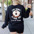 Art Teacher Halloween Donut Lover Costume Kawaii Monster Women's Sweatshirt Back Print Black Art Teacher Halloween Donut Lover Costume Kawaii Monster Women's Sweatshirt Back Print Black
