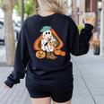 Art Teacher Painting Brushes Retro Pumpkin Ghost Artist Women's Sweatshirt Back Print Black Art Teacher Painting Brushes Retro Pumpkin Ghost Artist Women's Sweatshirt Back Print Black