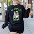Art Teachers Love Brains Shirt Halloween Zombie Teaching Tee Men Women Kids Women's Sweatshirt Back Print Black