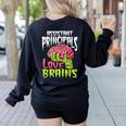 Assistant Principals Love Brains Zombie Teacher Halloween Women's Sweatshirt Back Print Black