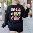 Back To School Coquette Teacher Women Girl Kindergarten PreK Women's Sweatshirt Back Print Black Back To School Coquette Teacher Women Girl Kindergarten PreK Women's Sweatshirt Back Print Black