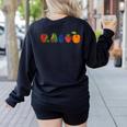 Back To School Cute Hungry Lover Fruits Teacher Women's Sweatshirt Back Print Black