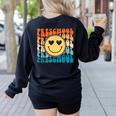 Back To School Groovy Smile Preschool Teachers Students Kids Women's Sweatshirt Back Print Black Back To School Groovy Smile Preschool Teachers Students Kids Women's Sweatshirt Back Print Black