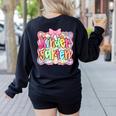 Back To School Kindergarten Preppy Teacher Girl Women's Sweatshirt Back Print Black