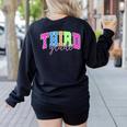 Back To School Neon Checkered Third Grade Colorful Teacher Women's Sweatshirt Back Print Black Back To School Neon Checkered Third Grade Colorful Teacher Women's Sweatshirt Back Print Black