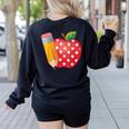 Back To School Pencil And Apple Teacher Student Women's Sweatshirt Back Print Black Back To School Pencil And Apple Teacher Student Women's Sweatshirt Back Print Black