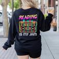 Back To School Retro Reading Is My Jam 80s Teacher Boombox Women's Sweatshirt Back Print Black