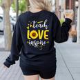Back To School Teach Love And Inspire Teacher Sunflower Women's Sweatshirt Back Print Black Back To School Teach Love And Inspire Teacher Sunflower Women's Sweatshirt Back Print Black