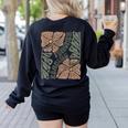 Boho Floral Reading Teacher Retro Reading Specialist Wildfl Women's Sweatshirt Back Print Black