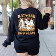 Boo Crew Daycare Teacher Matching Halloween Costume Ghost Women's Sweatshirt Back Print Black Boo Crew Daycare Teacher Matching Halloween Costume Ghost Women's Sweatshirt Back Print Black