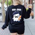 Boo Jour Ghost French Teacher Vintage Teacherlife Groovy Women's Sweatshirt Back Print Black Boo Jour Ghost French Teacher Vintage Teacherlife Groovy Women's Sweatshirt Back Print Black