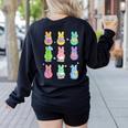 Bunny Reading Books Easter Day Librarian Teacher Book Women's Sweatshirt Back Print Black