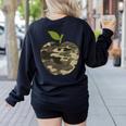 Camo Apple Camouflage Clothing School Student Camo Teacher Men Women Kids Women's Sweatshirt Back Print Black