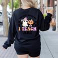 You Can't Scare Me I Teach Art Retro Teacher Ghost Halloween Women's Sweatshirt Back Print Black
