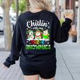 Chillin With My Pre-K Snowmies Christmas Teacher Xmas Women's Sweatshirt Back Print Black Chillin With My Pre-K Snowmies Christmas Teacher Xmas Women's Sweatshirt Back Print Black