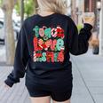 Christmas Coquette Bow Teacher Teach Love Inspire Women's Sweatshirt Back Print Black Christmas Coquette Bow Teacher Teach Love Inspire Women's Sweatshirt Back Print Black