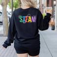 Colorful Steam Letters For Steam Program Teacher And Student Women's Sweatshirt Back Print Black