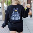 Coquette Bow Book Tree Merry Christmas Xmas Teacher Holiday Women's Sweatshirt Back Print Black