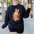 Coquette Music Note Patchwork Ghost Music Teacher Halloween Women's Sweatshirt Back Print Black Coquette Music Note Patchwork Ghost Music Teacher Halloween Women's Sweatshirt Back Print Black