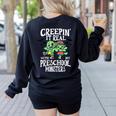 Creepin It Real Monster School Preschool Teacher Halloween Women's Sweatshirt Back Print Black