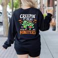 Creepin It Real Monster School Teacher Principal Halloween Women's Sweatshirt Back Print Black Creepin It Real Monster School Teacher Principal Halloween Women's Sweatshirt Back Print Black