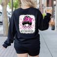CTE Teacher In October We Wear Pink Breast Cancer Awareness Women's Sweatshirt Back Print Black