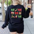Cute Coquette Pencil Bow Christmas School Teacher Student Women's Sweatshirt Back Print Black Cute Coquette Pencil Bow Christmas School Teacher Student Women's Sweatshirt Back Print Black