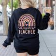 Cute Daycare Teacher Rainbow Leopard Print Childcare Worker Women's Sweatshirt Back Print Black