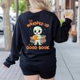 Cute Halloween Teacher Librarian Mummy Reading Books Women's Sweatshirt Back Print Black