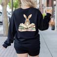 Cute Reading Bunny Glasses Books Bookworm Reader Teacher Women's Sweatshirt Back Print Black Cute Reading Bunny Glasses Books Bookworm Reader Teacher Women's Sweatshirt Back Print Black